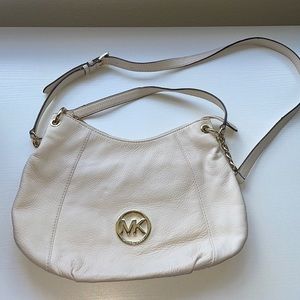 Cream Michael Kors fully leather bag